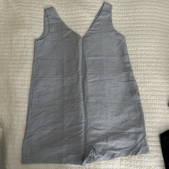 NEW Lunya Resort Linen Silk Romper White Loungewear Sleepwear Size XS Pinstripe - Picture 3 of 6